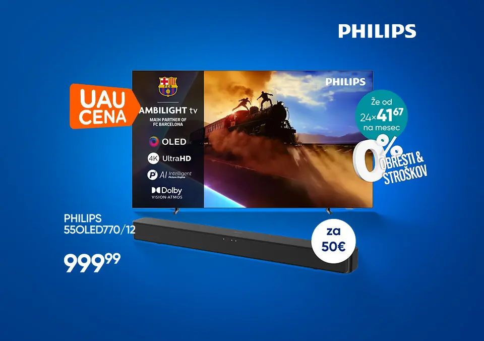 Ob nakupu Philips TV prejmi soundbar za samo 50€.