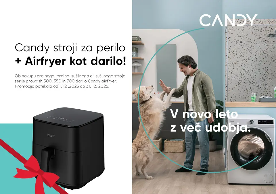 Candy stroji za perilo + Airfryer fot darilo!