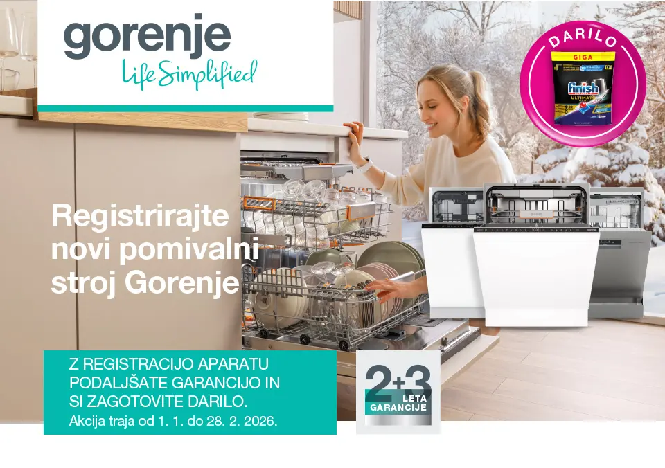 Registriraj novi pomivalni stroj Gorenje