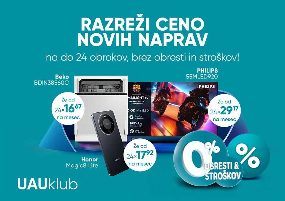 Razreži ceno novih naprav na do 24 obrokov, brez obresti in stroškov!