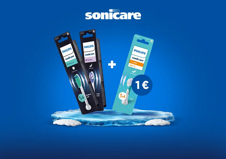 Ob nakupu treh nastavkov Sonicare, najcenejši le 1 €