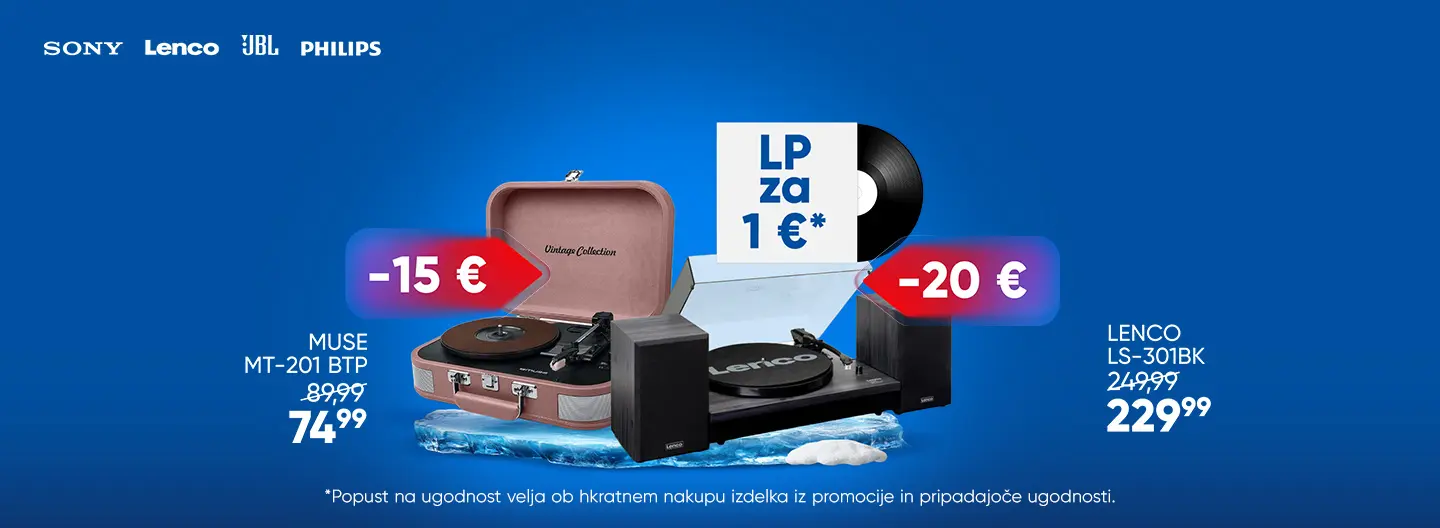 Ob nakupu gramofona, LP plošča le za 1€!*