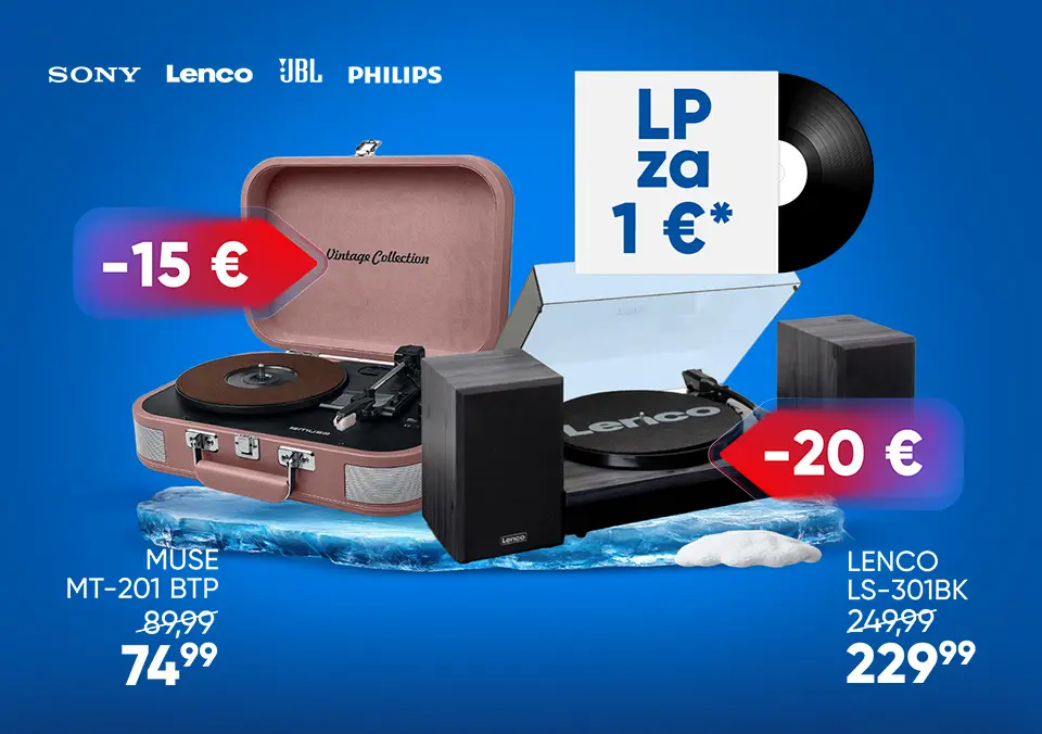 Ob nakupu gramofona, LP plošča le za 1€!*