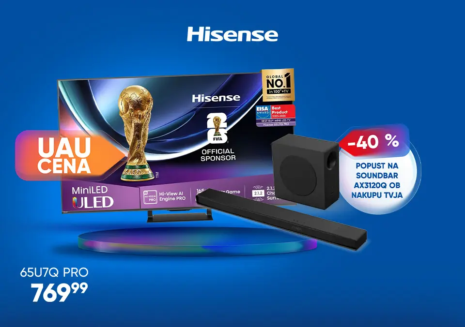Ob nakupu Hisense TVja prejmi soundbar ceneje