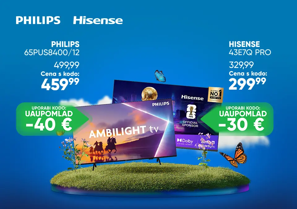 S kodo prihrani na izjemne televizorje!