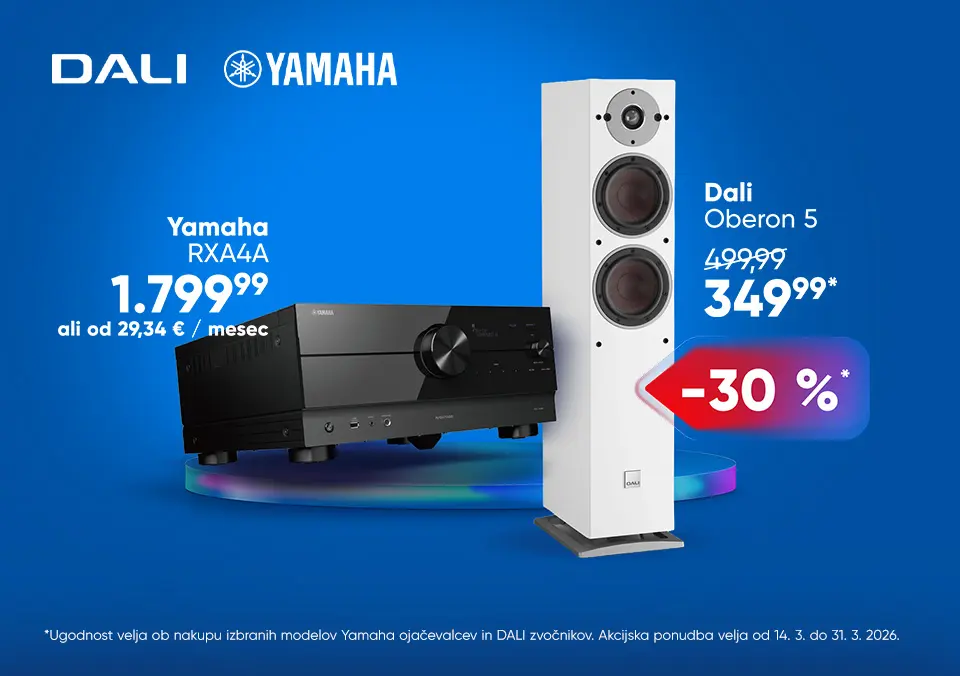 Ob nakupu Yamaha ojačevalca, zvočnik 30 % ceneje