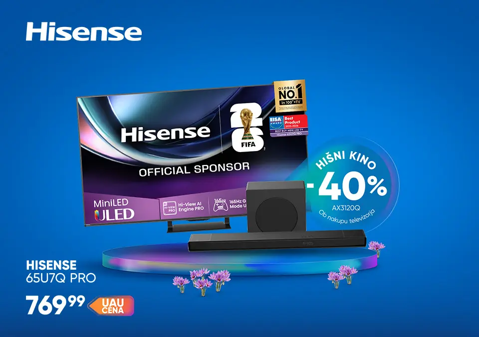 Ob nakupu Hisense TVja prejmi soundbar ceneje.