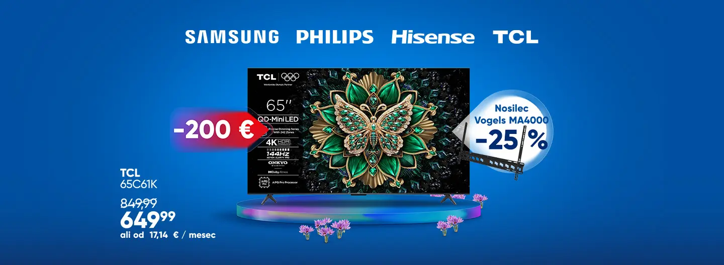 Kupi TV diagonale 65'' ali več in prejmi nosilec ceneje!