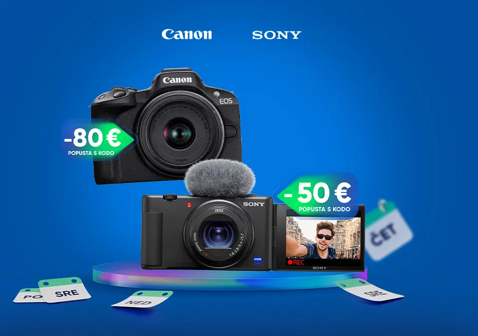 S kodo prihrani na fotoaparatih in objektivih!