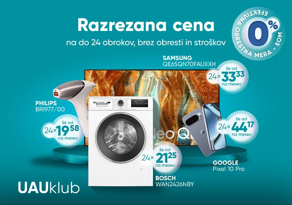 Razreži ceno novih naprav na do 24 obrokov, brez obresti in stroškov!