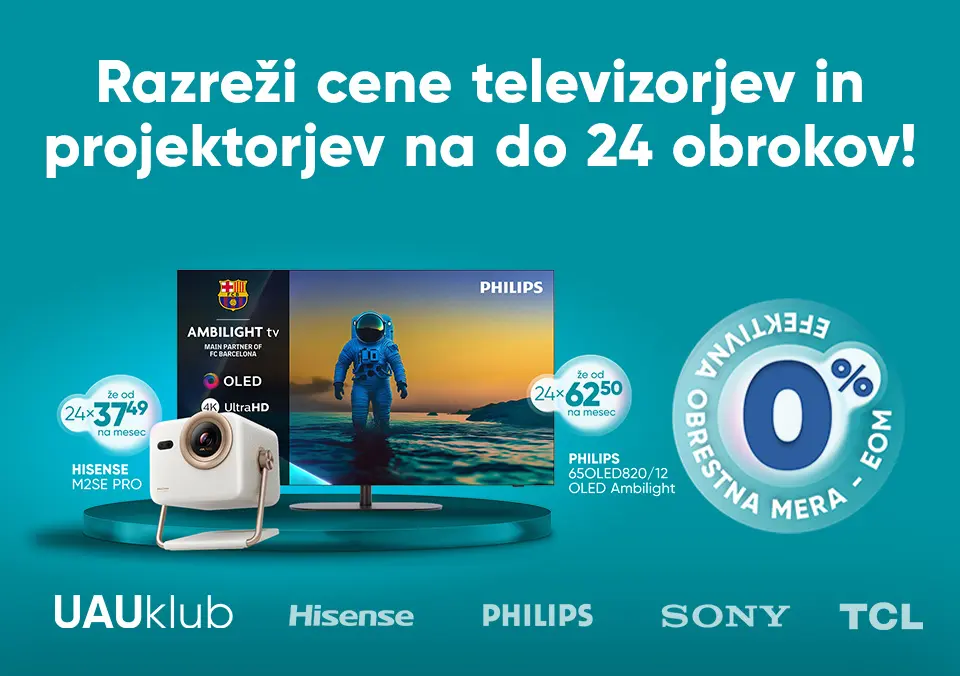 Razreži cene televizorjev in projektorjev na do 24 obrokov!