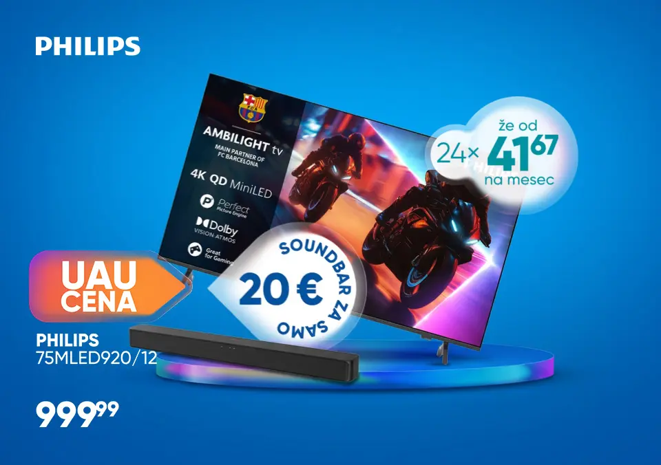 Ob nakupu Philips TVja, soundbar za samo 20€!