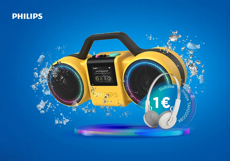 Ob nakupu izbranega Philips zvočnika, slušalke le 1 €