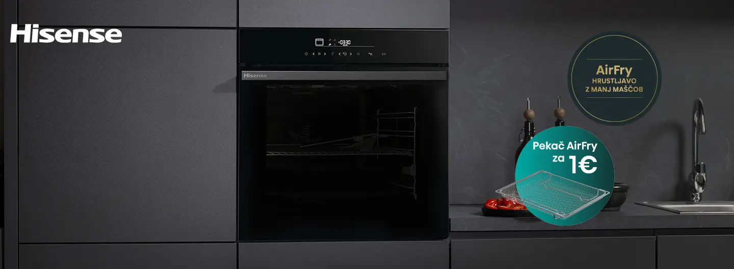 Ob nakupu izbrane pečice Hisense pekač Airfry za samo 1 €