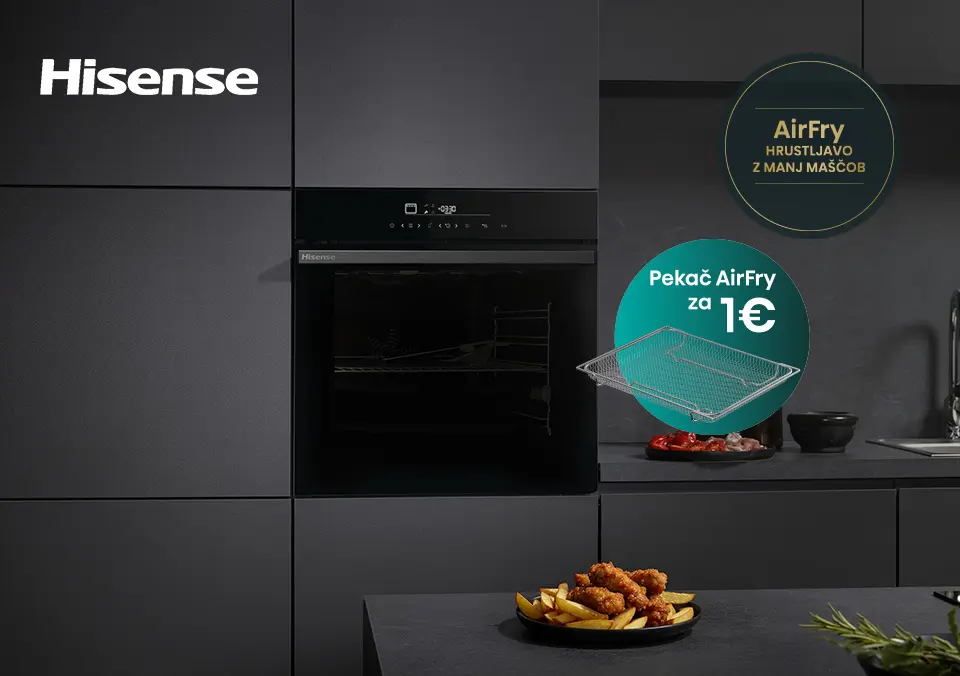 Ob nakupu izbrane pečice Hisense pekač Airfry za samo 1 €