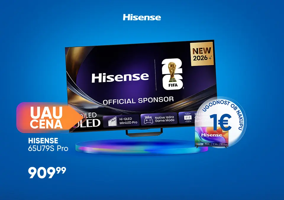 Kupi izbran Hisense MiniLED televizor in prejmi 32'' TV za samo 1 €