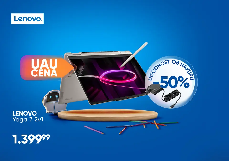 Kupi Lenovo prenosnik in prejmi polnilec za 50% ceneje!