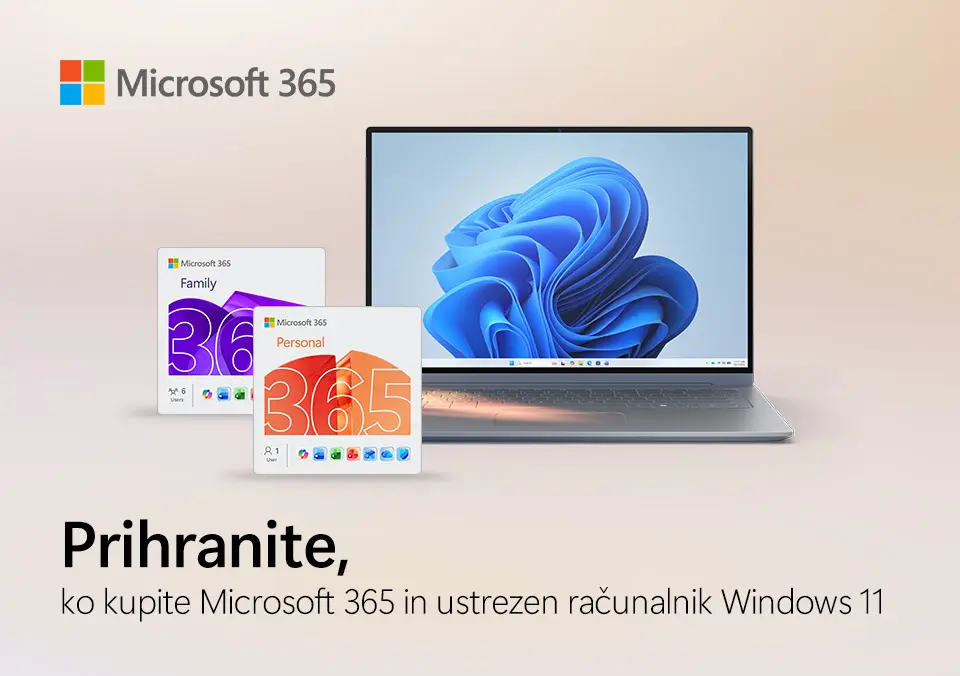 Izbrani prenosniki z Microsoft 365 brez doplačila